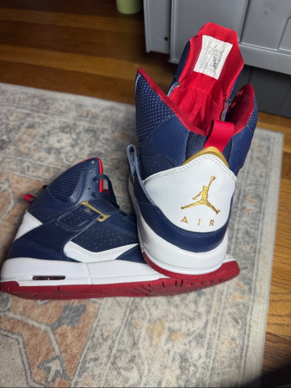 Jordan Kids Navy White Red Gold High-Top Sneakers